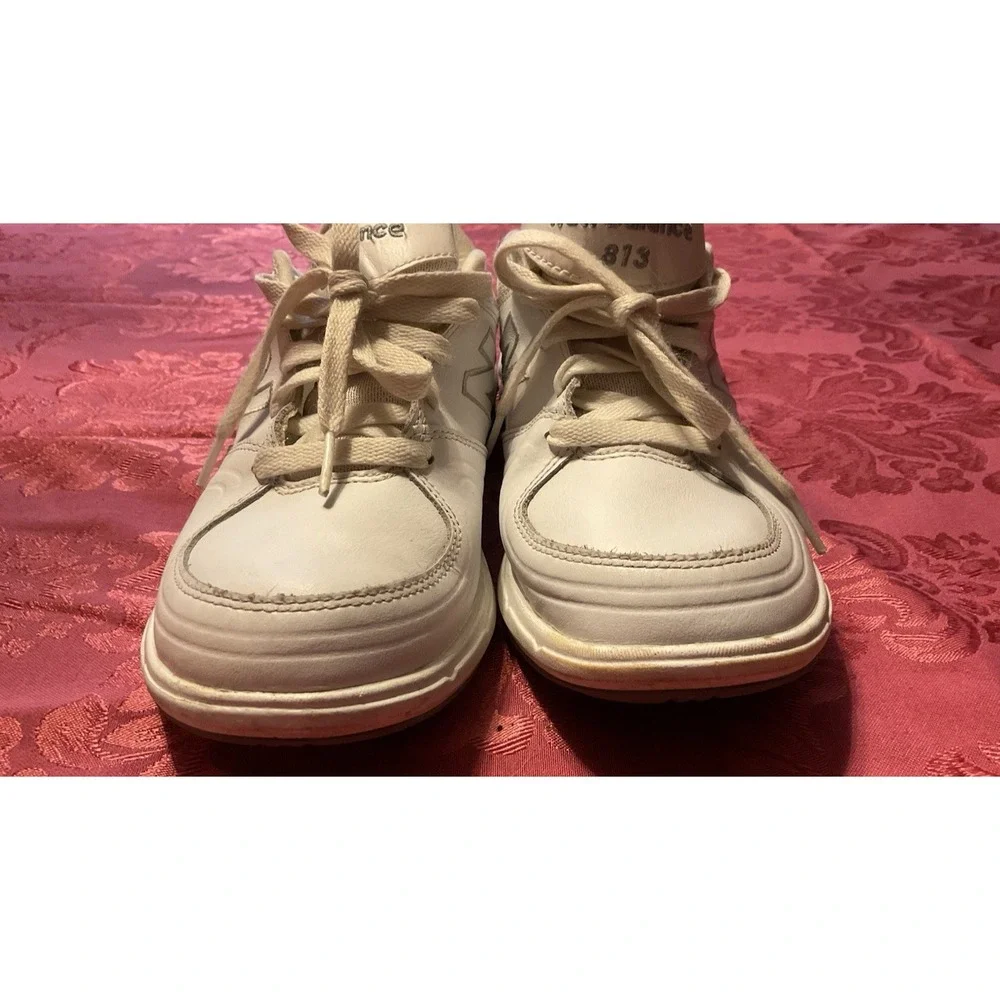 New Balance White Leather Lace Up 813 Wide Roll Bar Sneakers Walking Tennis SZ 7